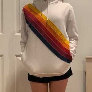 Aviator Nation White 5 Stripe Chevron Hoodie